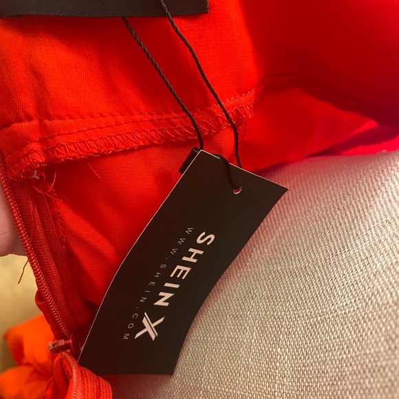 SHEIN X Asymmetrical Hem Ruched Tie Front Slip Dress - Picture 4 of 4